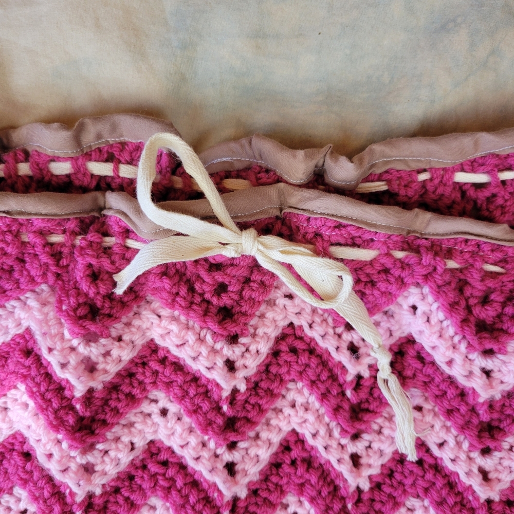 Upcycled crochet maxi skirt psychedelic boho whimsy vintage pink - Picture 3 of 9